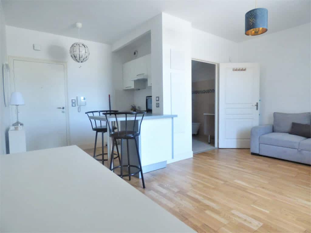 agence immobiliere maisons-alfort: studio 25 m², belle pièce à vivre avec coin cuisine aménagée et équipée, parking