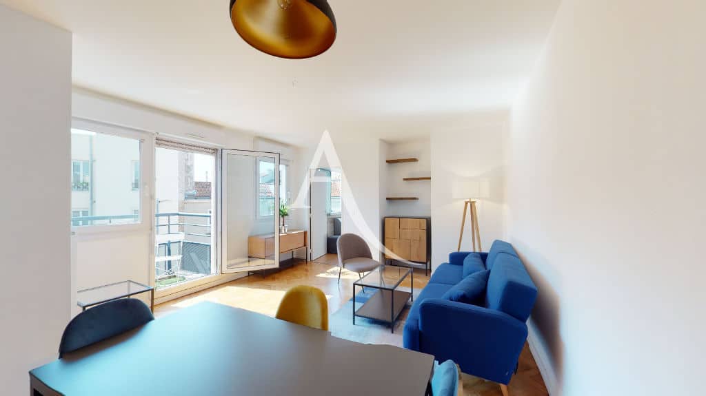 agence de location appartement: 2 pièces 50 m² meublé, séjour spacieux et lumineux avec balcon, proche rer d