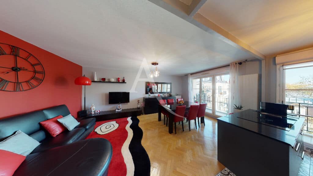 maison alfort immobilier: 3 pièces 63 m², vue grand angle sur le séjour et la cuisine
